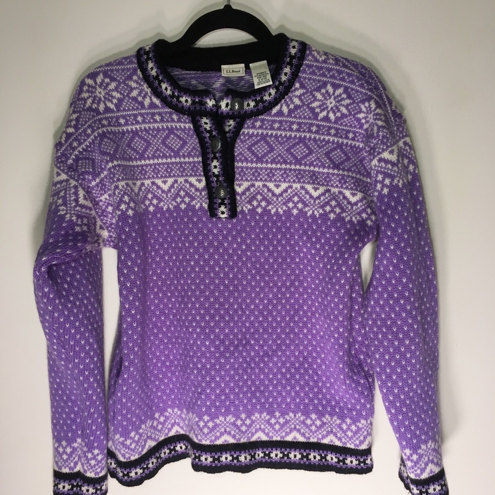 Vintage L.L.Bean Purple Nordic Fair Isle Birdseye
